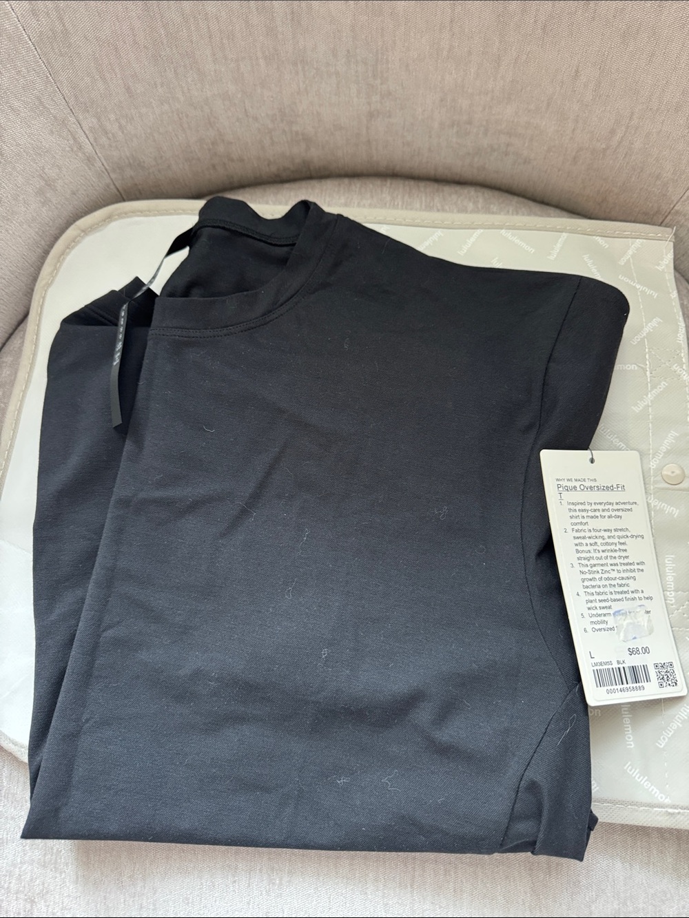 New Lululemon men’s pique oversized fit t shirt Short Sleeve L black